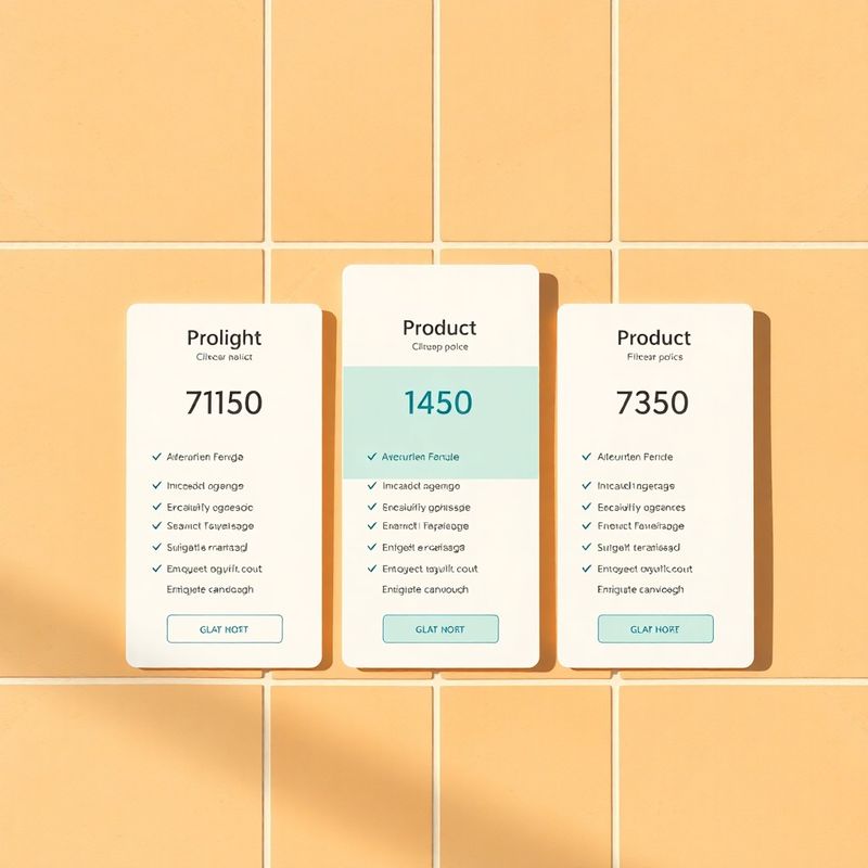 Maqueta de tres tarjetas de plan con acento teal sobre fondo claro